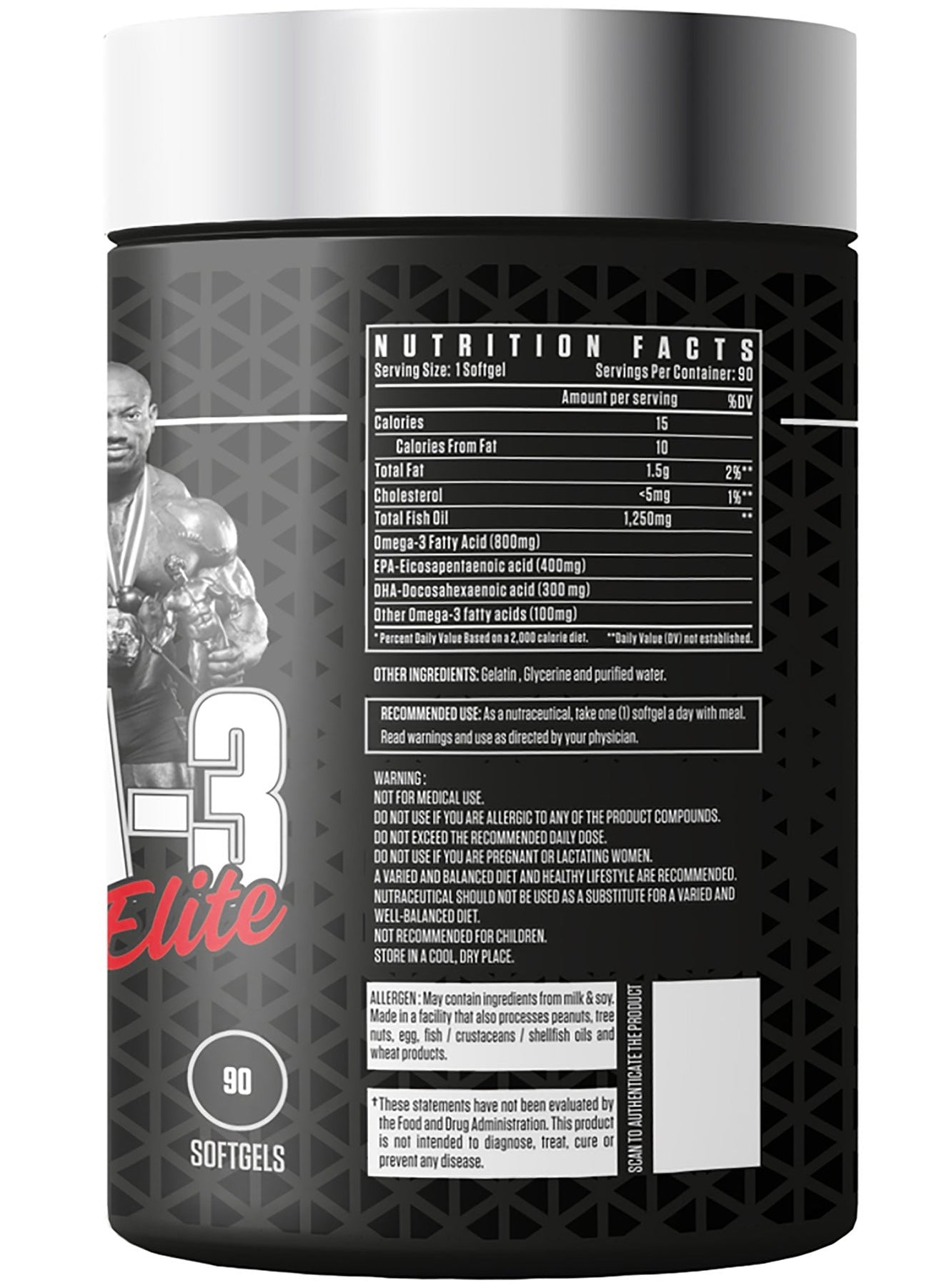 Dexter Jackson- Omega-3 Elite (Original).Joint support supplement.1250MG. [90 Softgels]